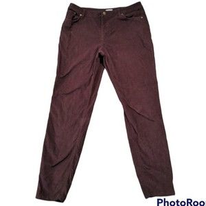 Garnet Hill Maroon Corduroy Skinny Jeans Size 12